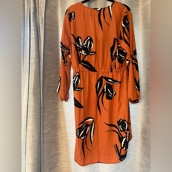 Ellos Orange and Black Floral Long Sleeve Dress - Picture 3 of 5